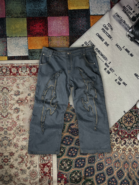DYED NEO-TRIBAL BAGGY DENIM PANT