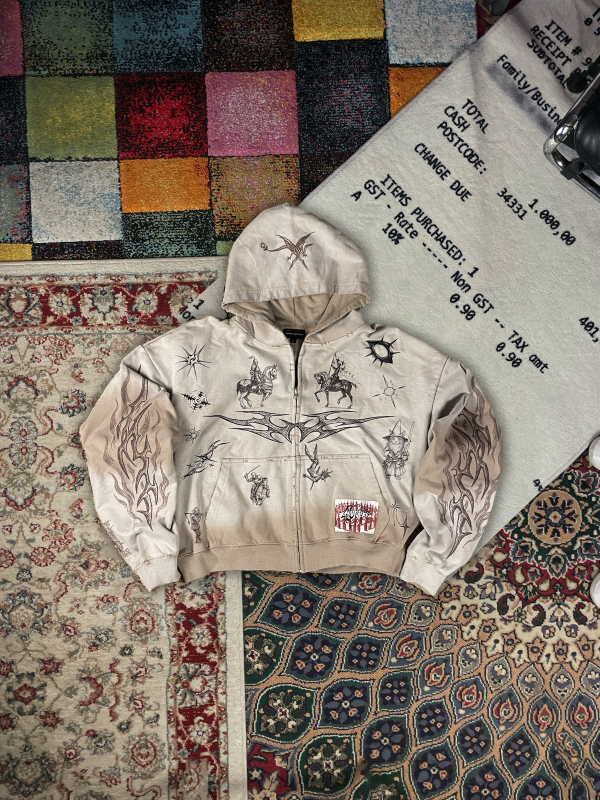 MEDIEVAL TATTOO ZIP-UP HOODIE