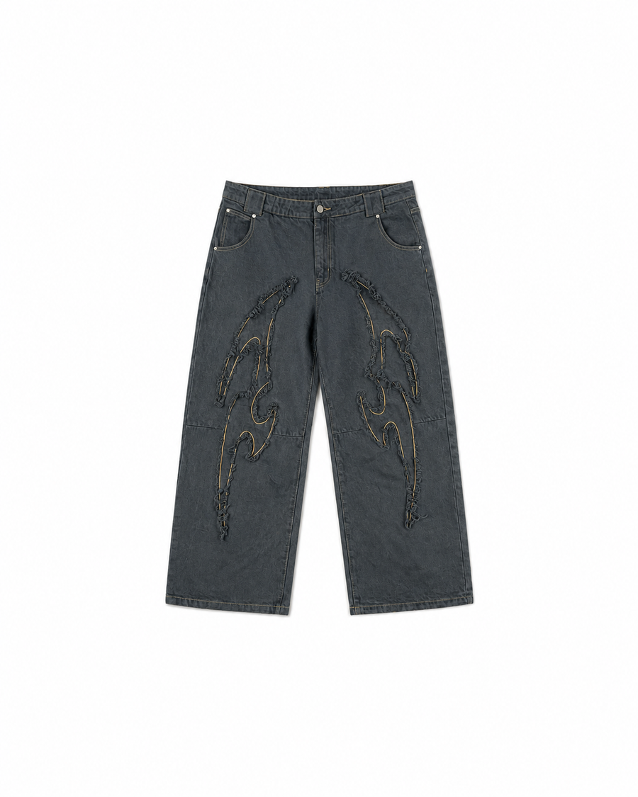 DYED NEO-TRIBAL BAGGY DENIM PANT