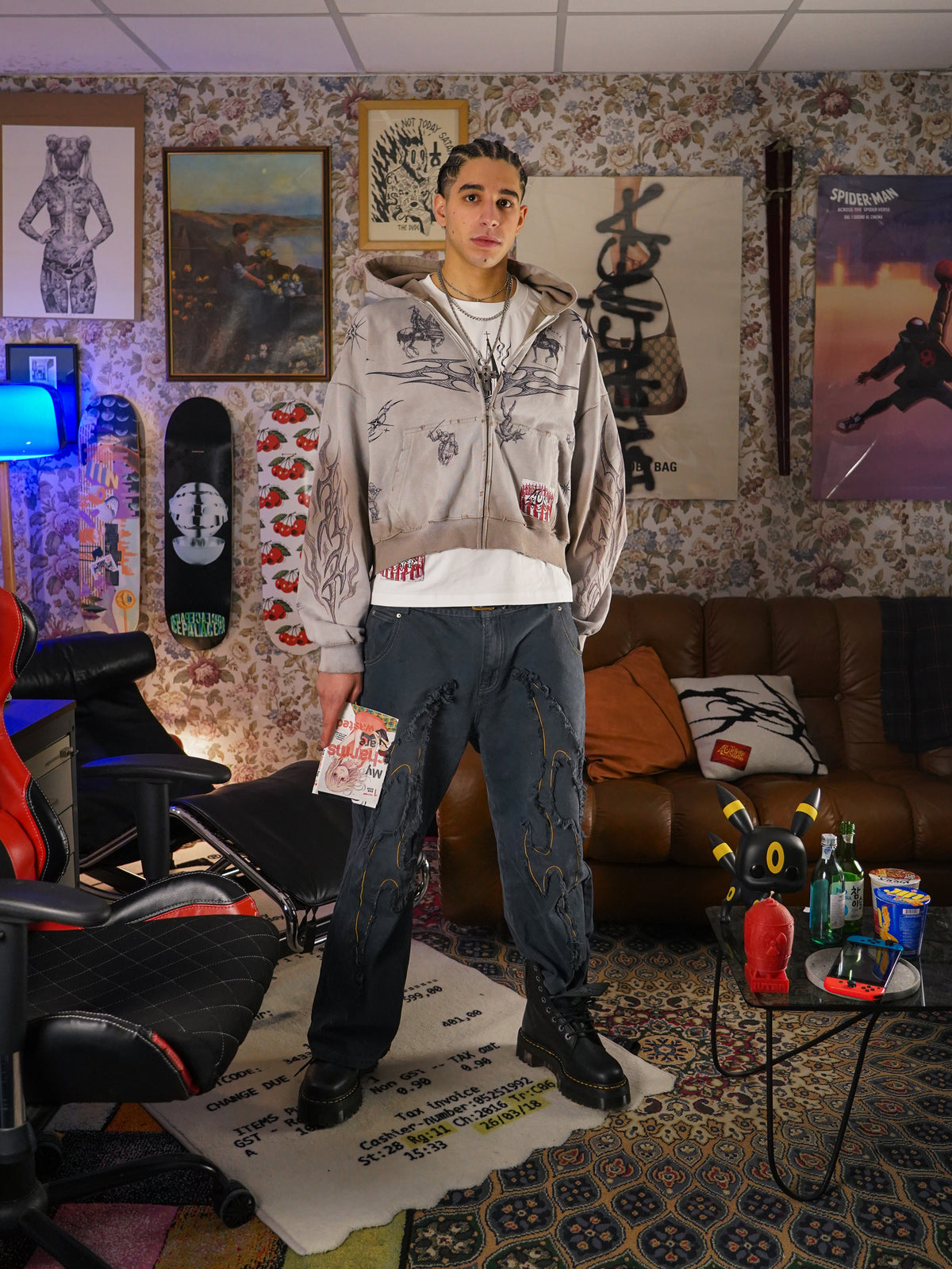 DYED NEO-TRIBAL BAGGY DENIM PANT