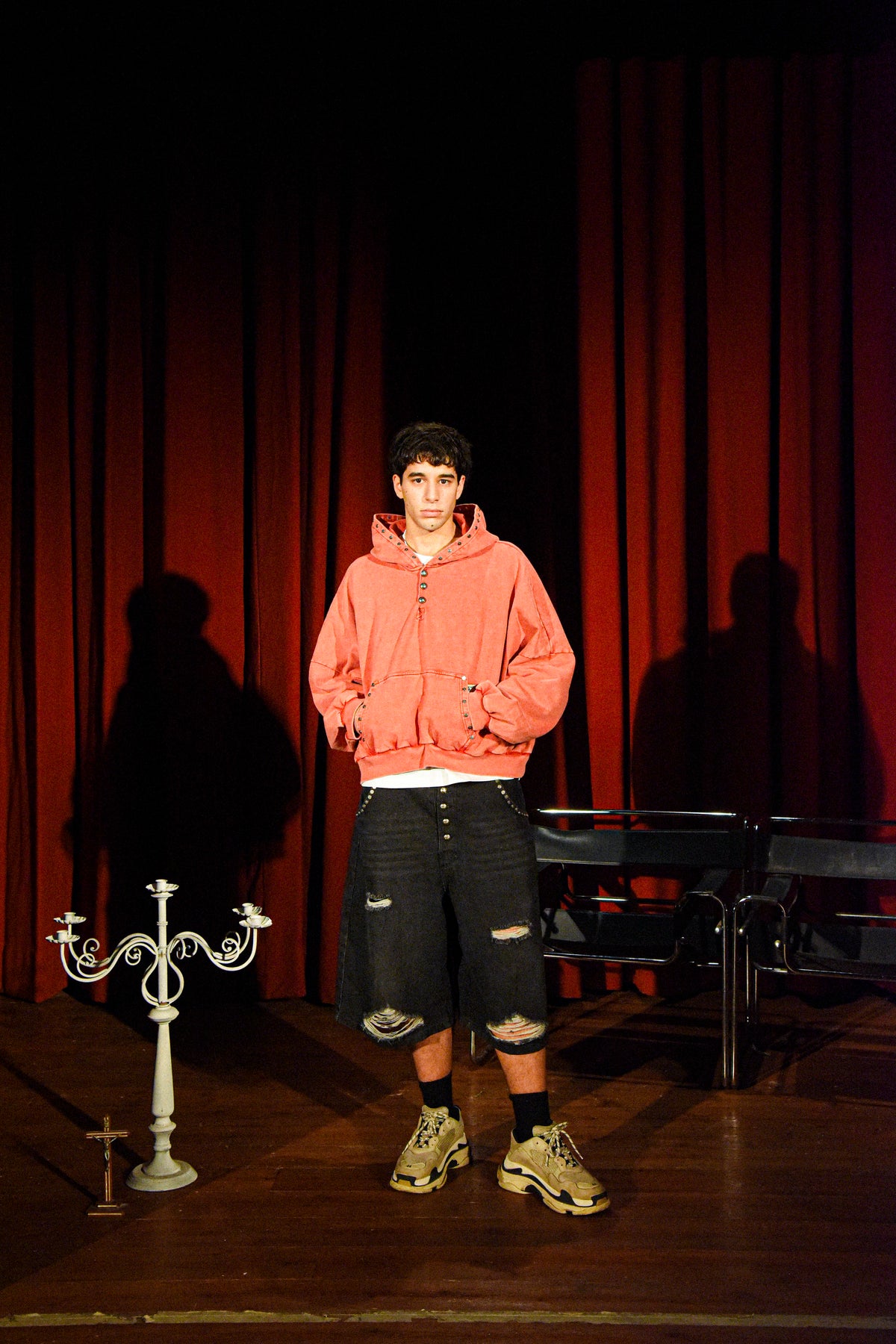 STUDDED SQUARE HOODIE