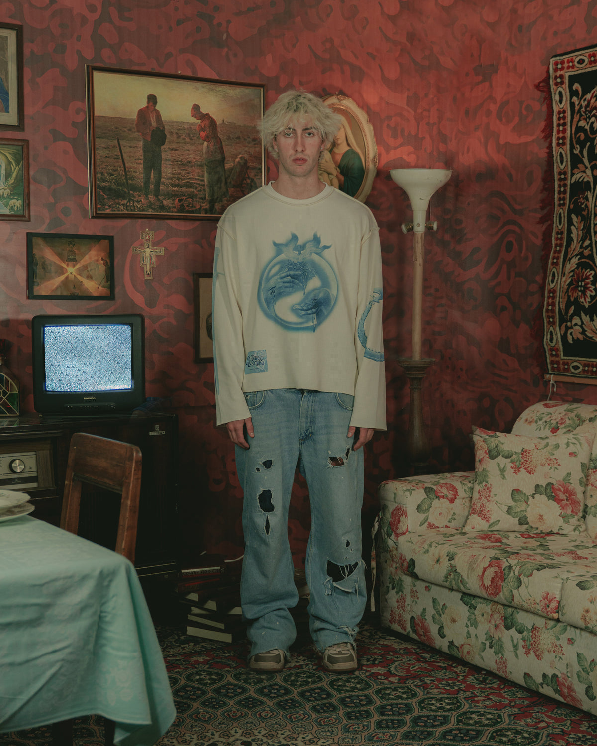 SACRE COEUR waffle thermal L/S Crewneck
