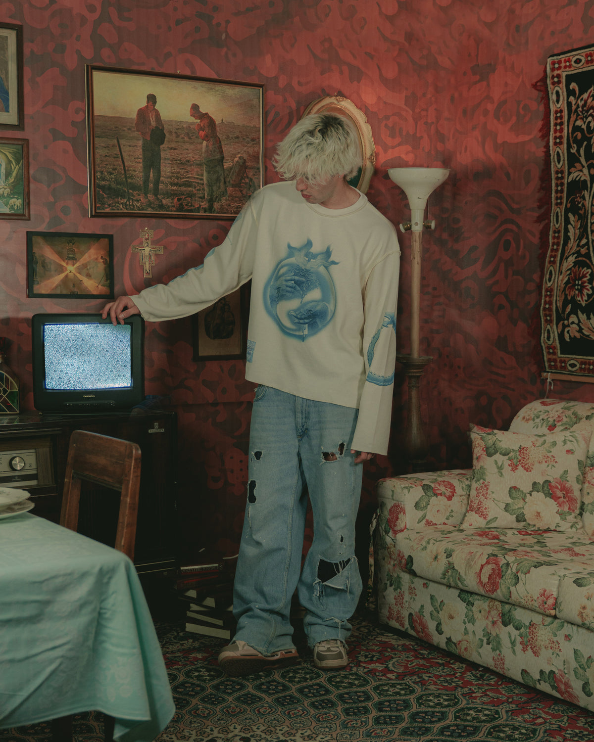 SACRE COEUR waffle thermal L/S Crewneck