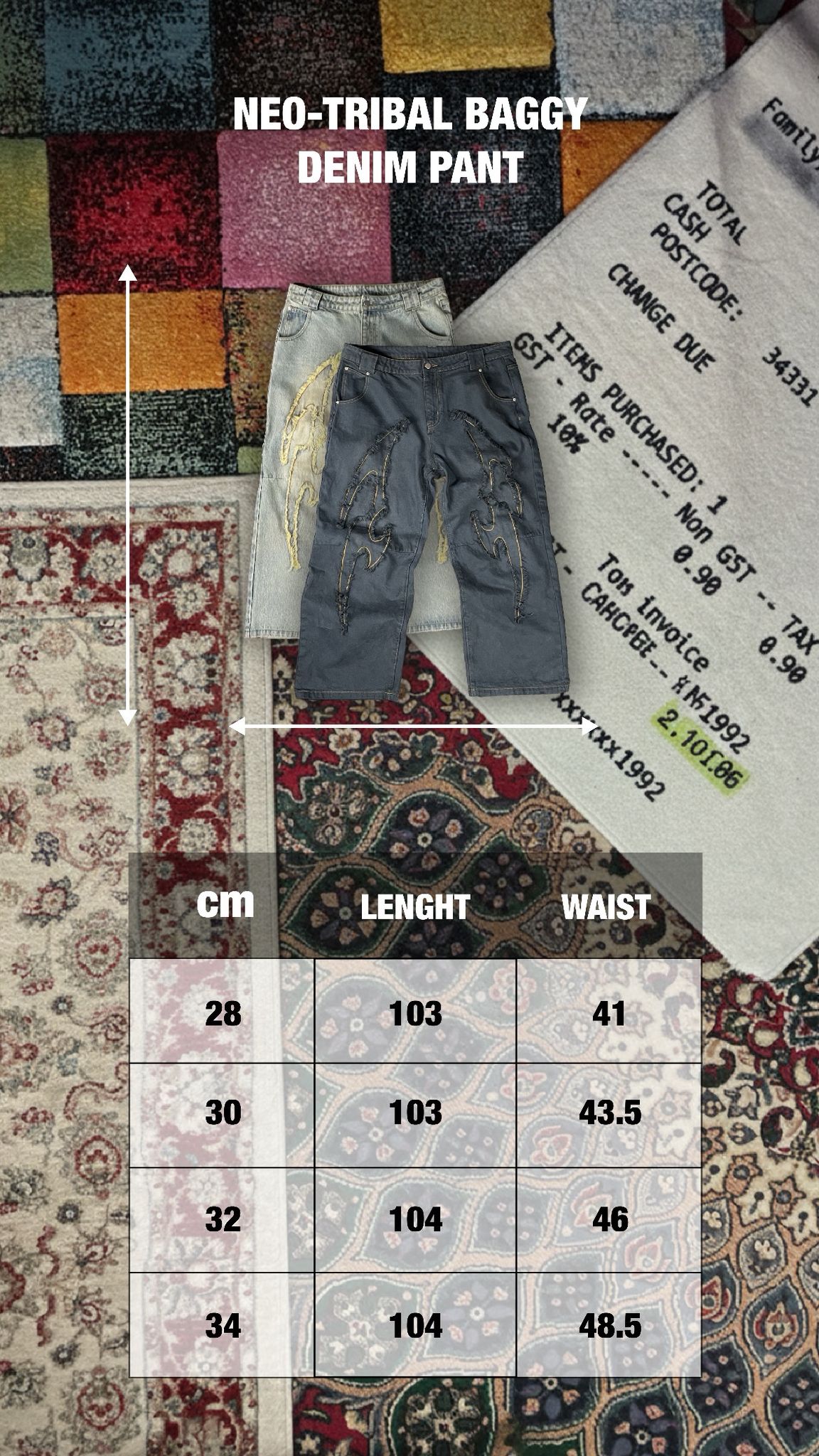 DYED NEO-TRIBAL BAGGY DENIM PANT