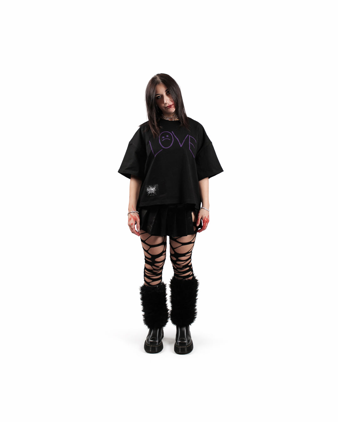 SAD LOVE SQUARE TEE purple black