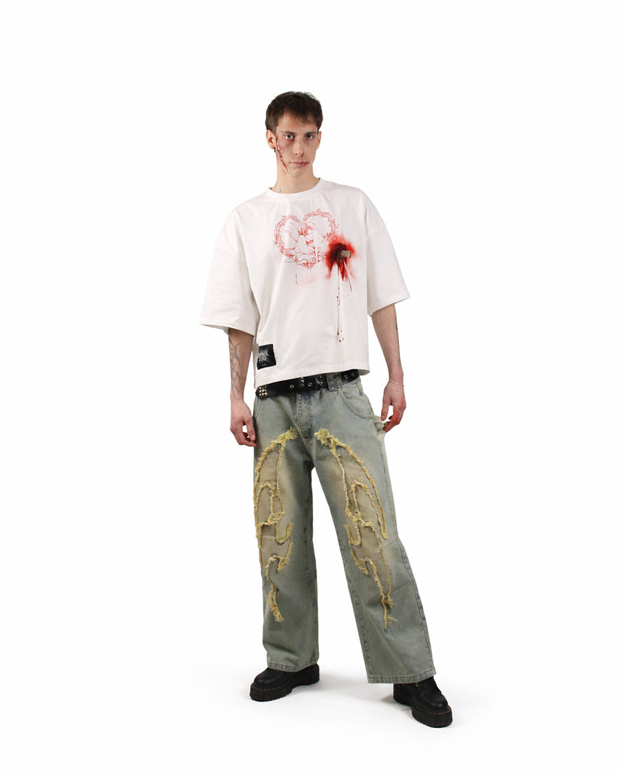 CRY FOR ME SQUARE TEE red white