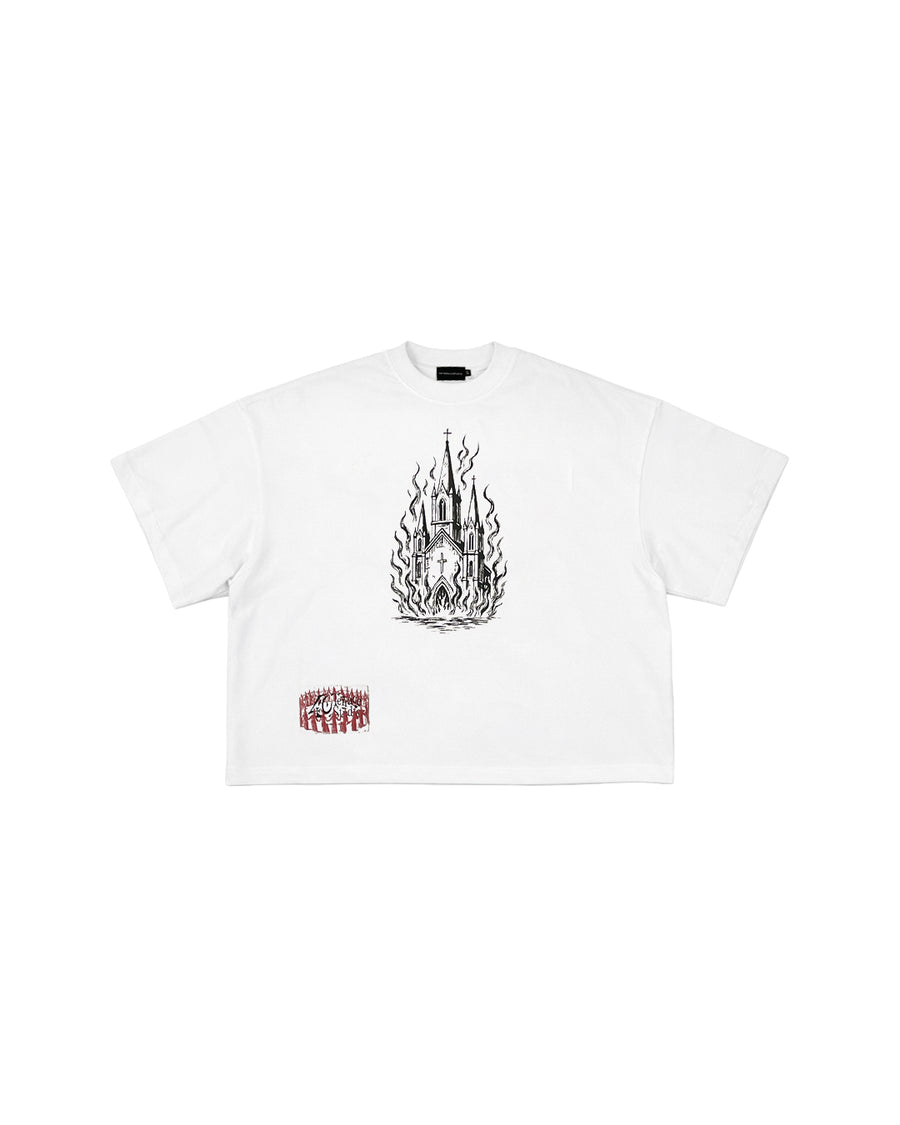 BURNING CHURCH SQUARE TEE WHITE