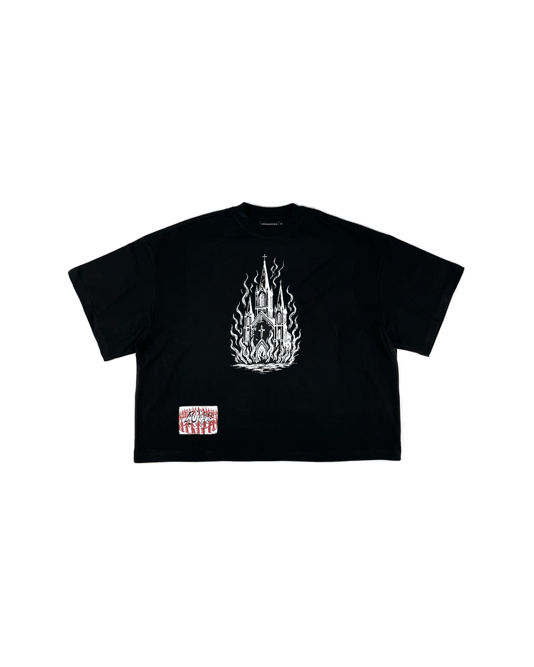 BURNING CHURCH SQUARE TEE BLACK