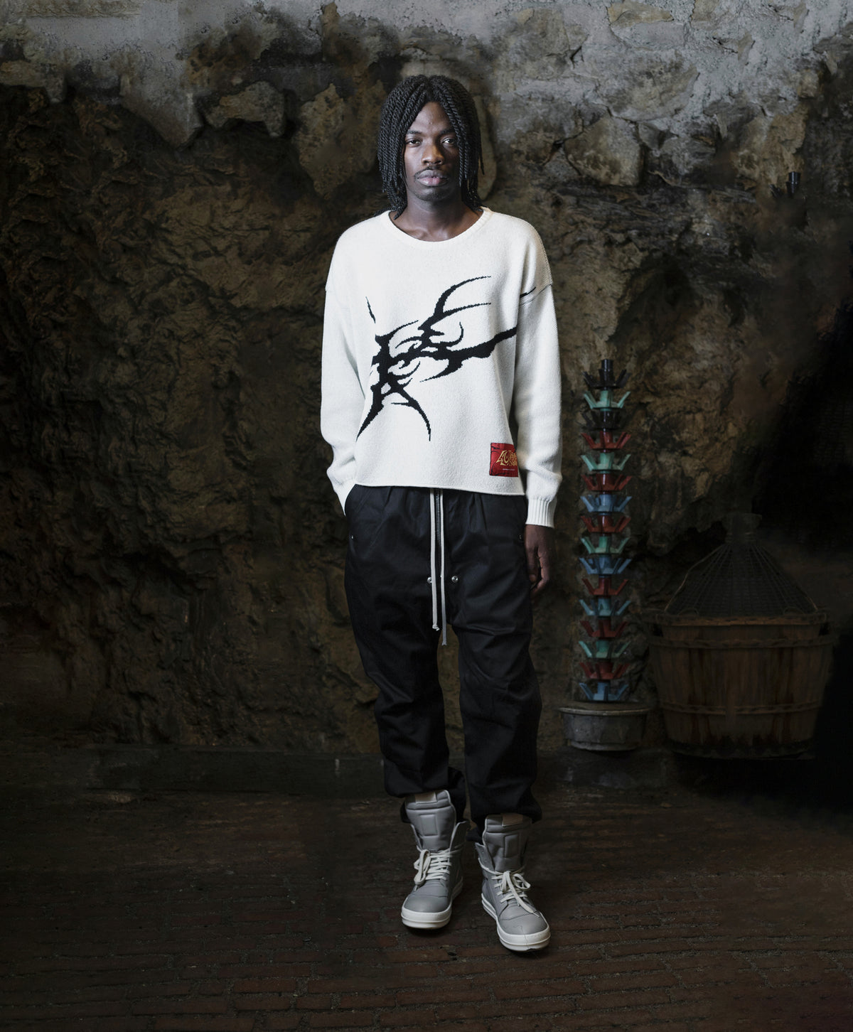 NEO-TRIBAL BOXY KNIT WHITE