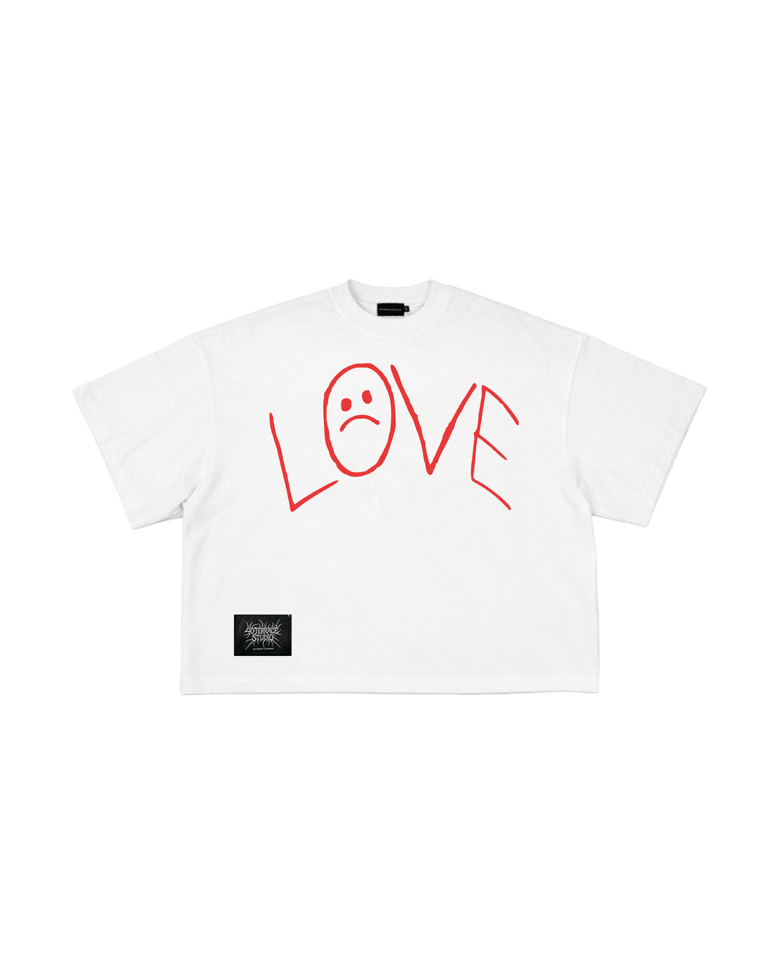 SAD LOVE SQUARE TEE red white