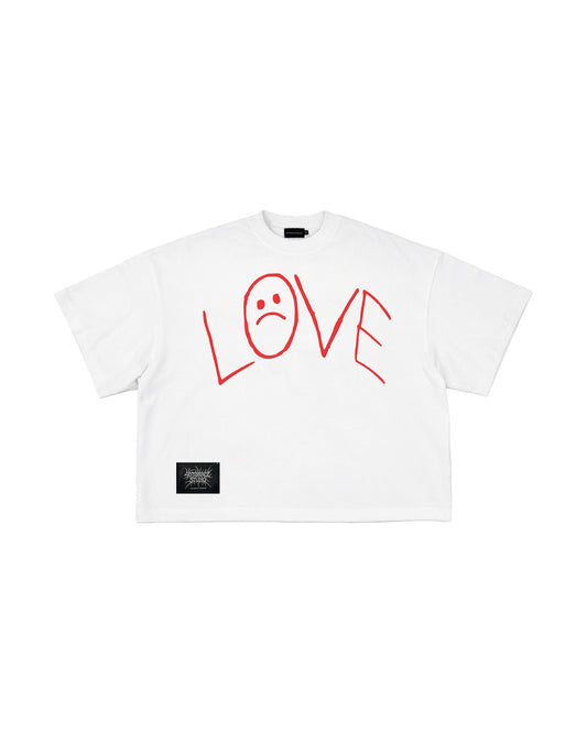 SAD LOVE SQUARE TEE red white