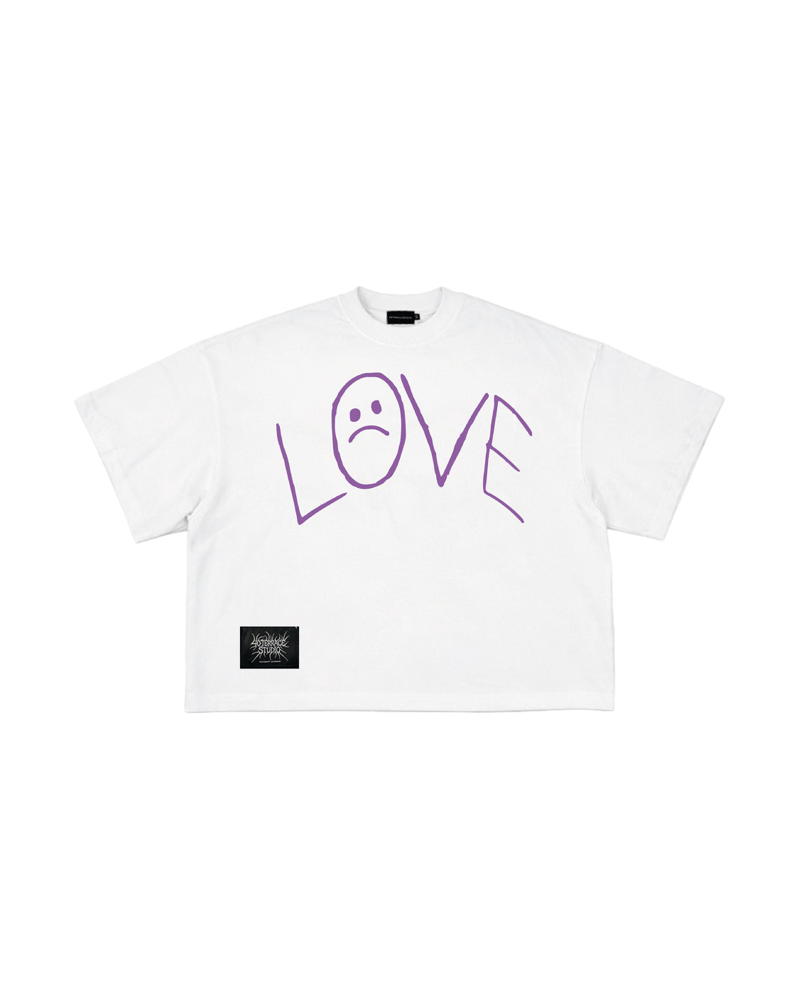 SAD LOVE SQUARE TEE purple white
