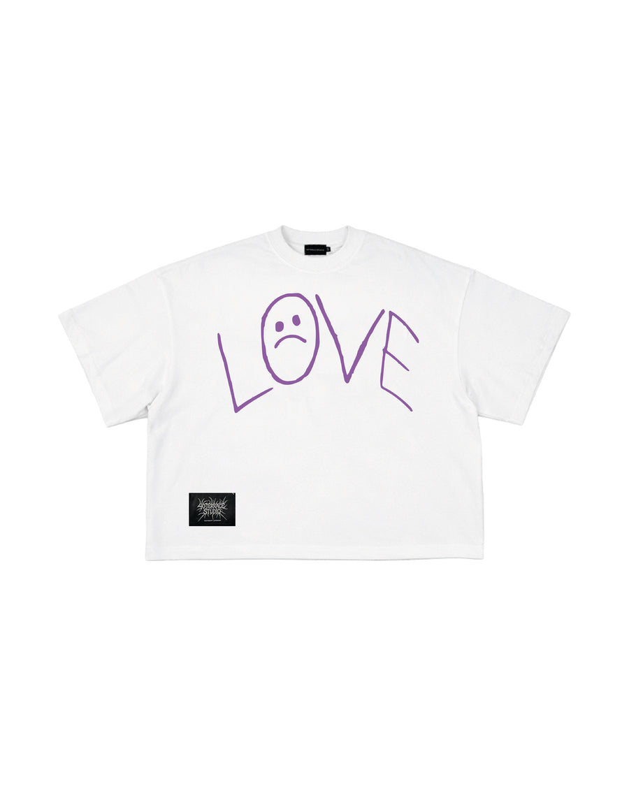 SAD LOVE SQUARE TEE purple white