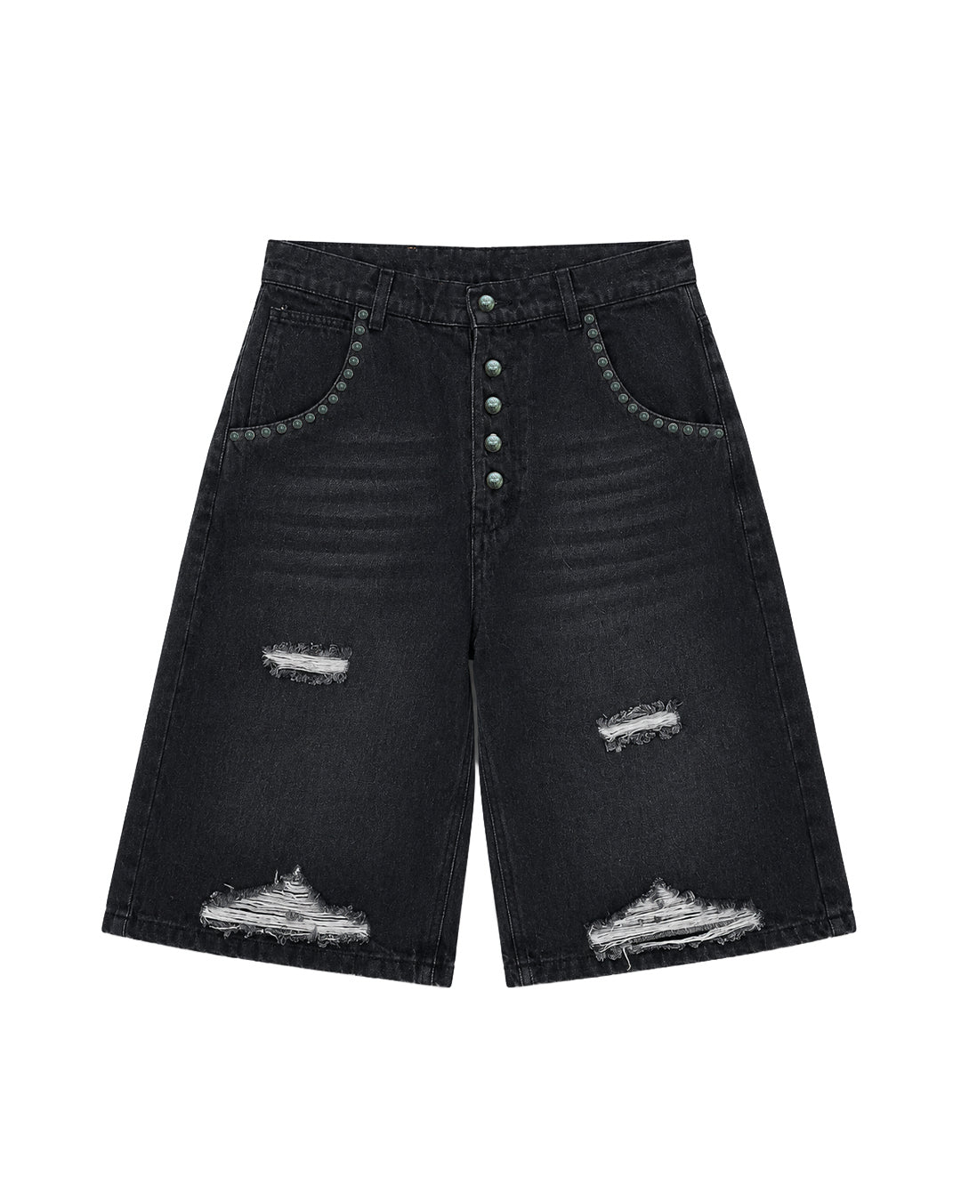 NOSTALGHIA DISTRESSED DENIM JORTS