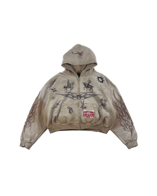 MEDIEVAL TATTOO ZIP-UP HOODIE