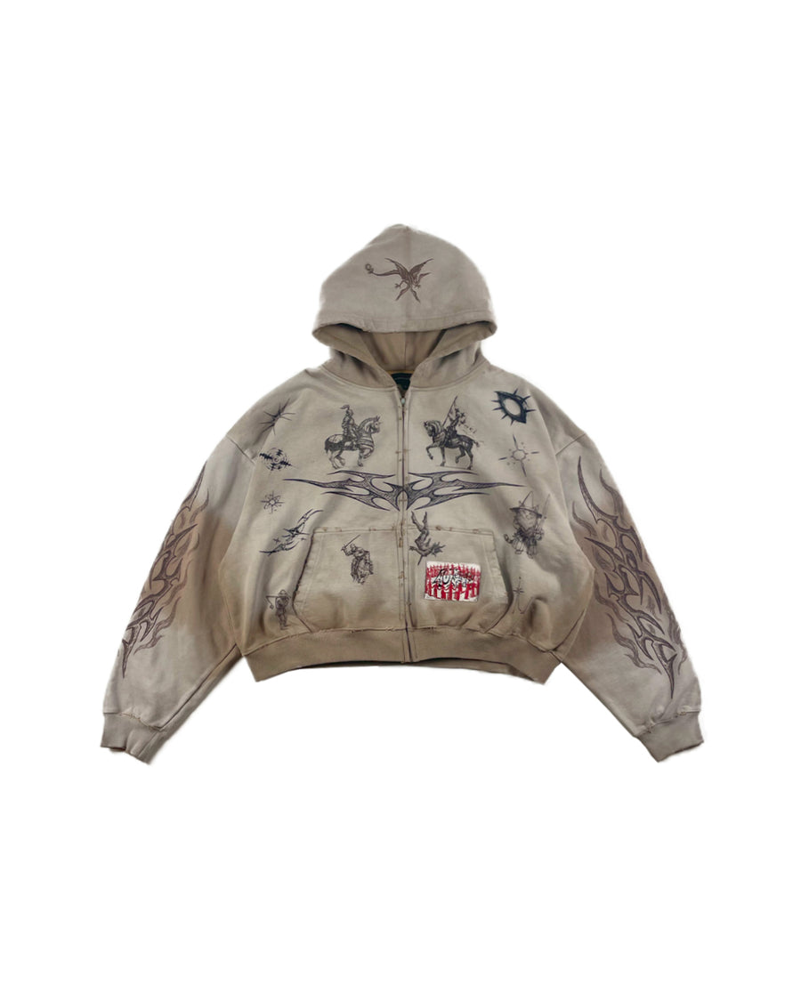 MEDIEVAL TATTOO ZIP-UP HOODIE