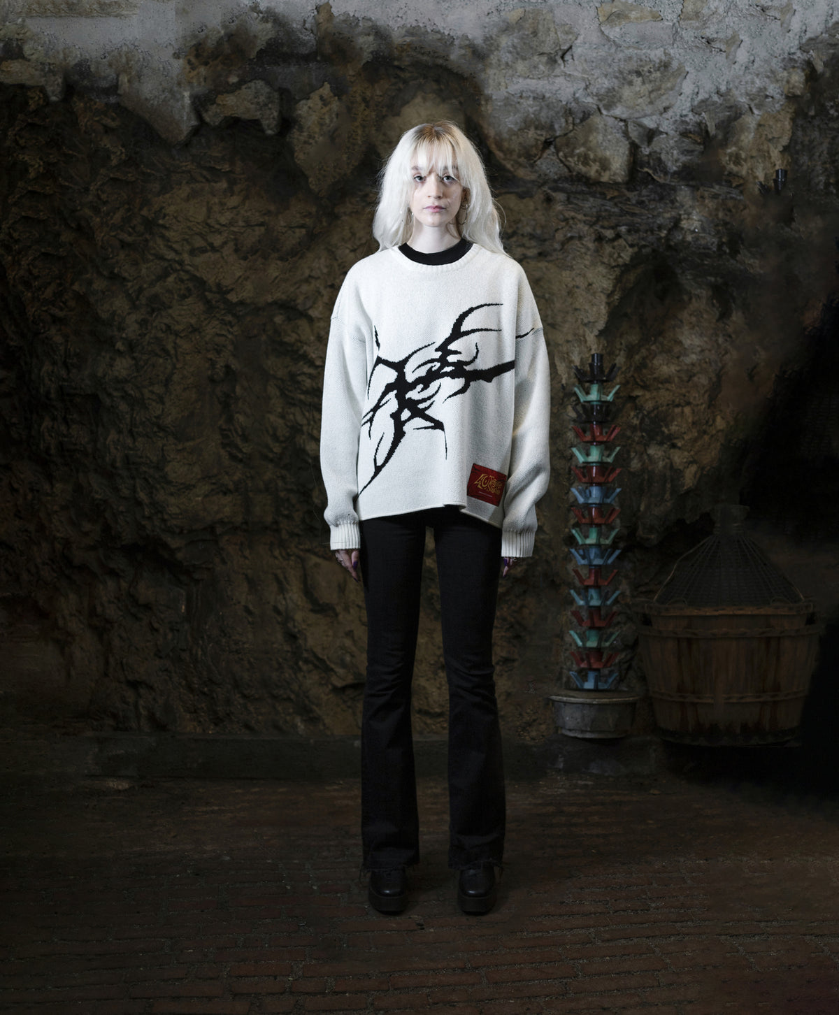 NEO-TRIBAL BOXY KNIT WHITE
